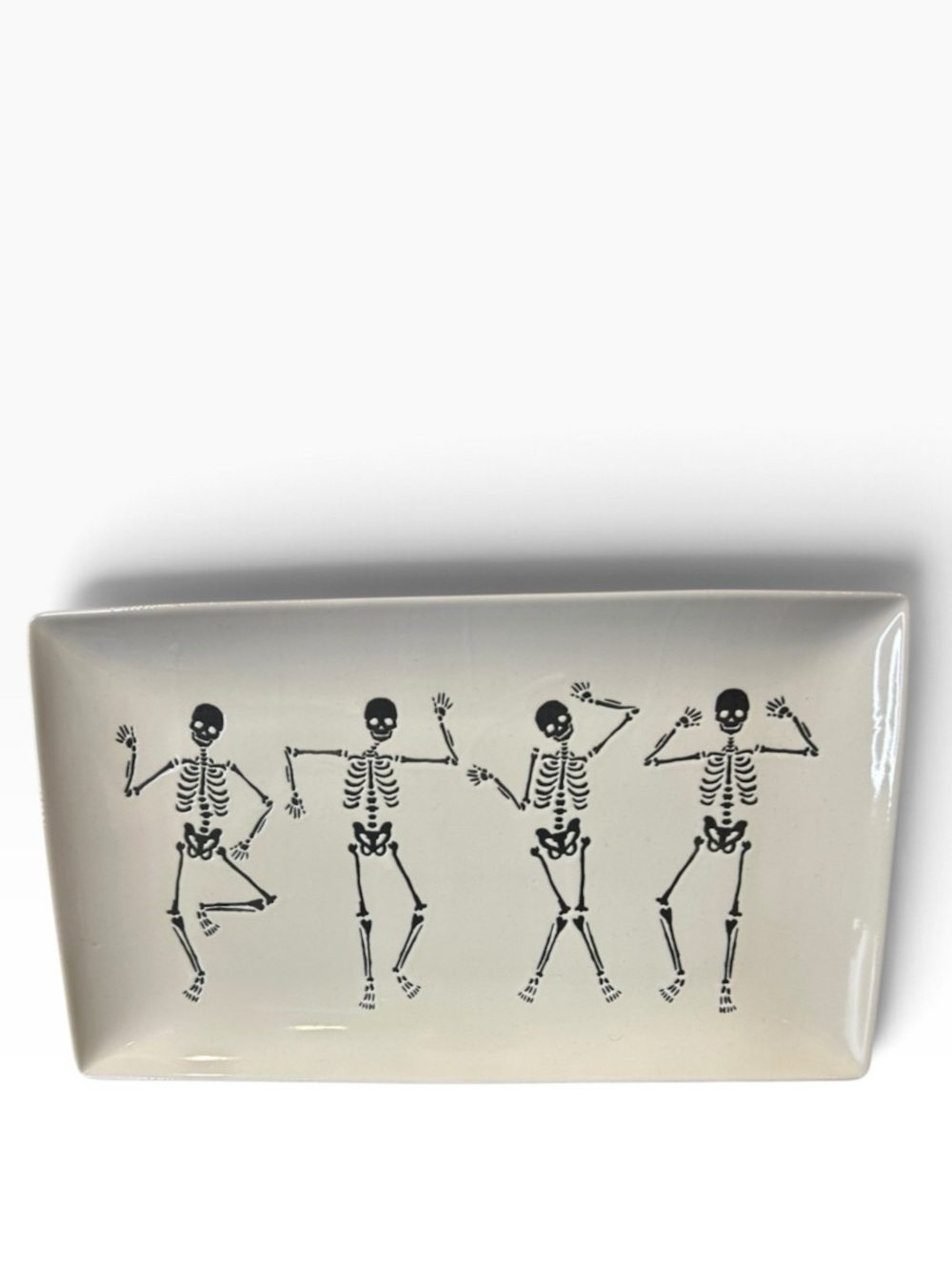 NWT Way To Celebrate Halloween Ceramic Dancing Skeletons Serving Platter Tray